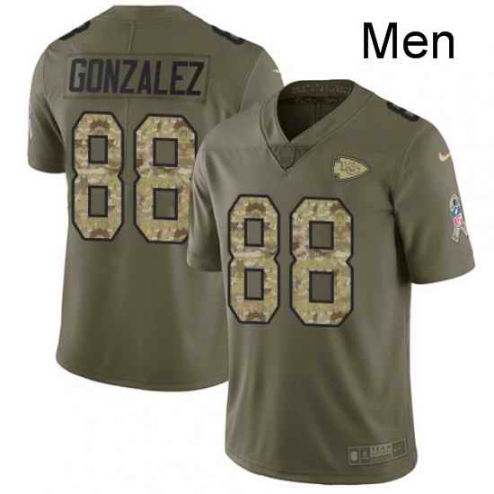 Men Nike Kansas City Chiefs 88 Tony Gonzalez Limited OliveCamo 2017 Salute to Service NFL Jersey